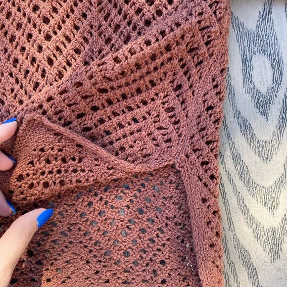 Wild Fable size small brown crochet beach coverup button up polo - Picture 5 of 7